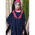 Designer frilled abaya- Navy Blue-Pink